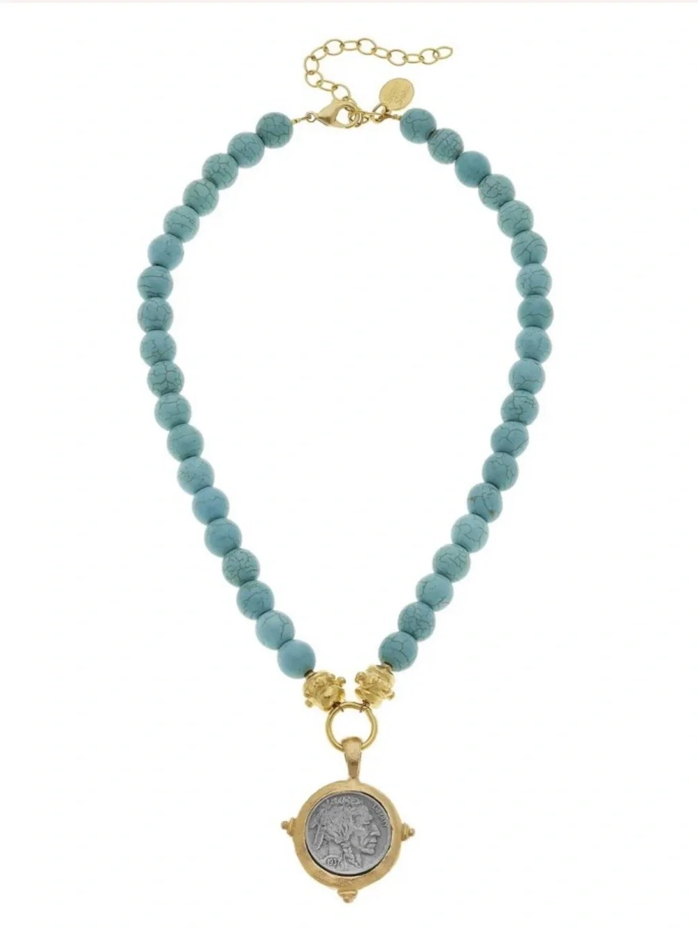 Susan Shaw American Indian Nickel Turquoise Necklace - Picture 1 of 6